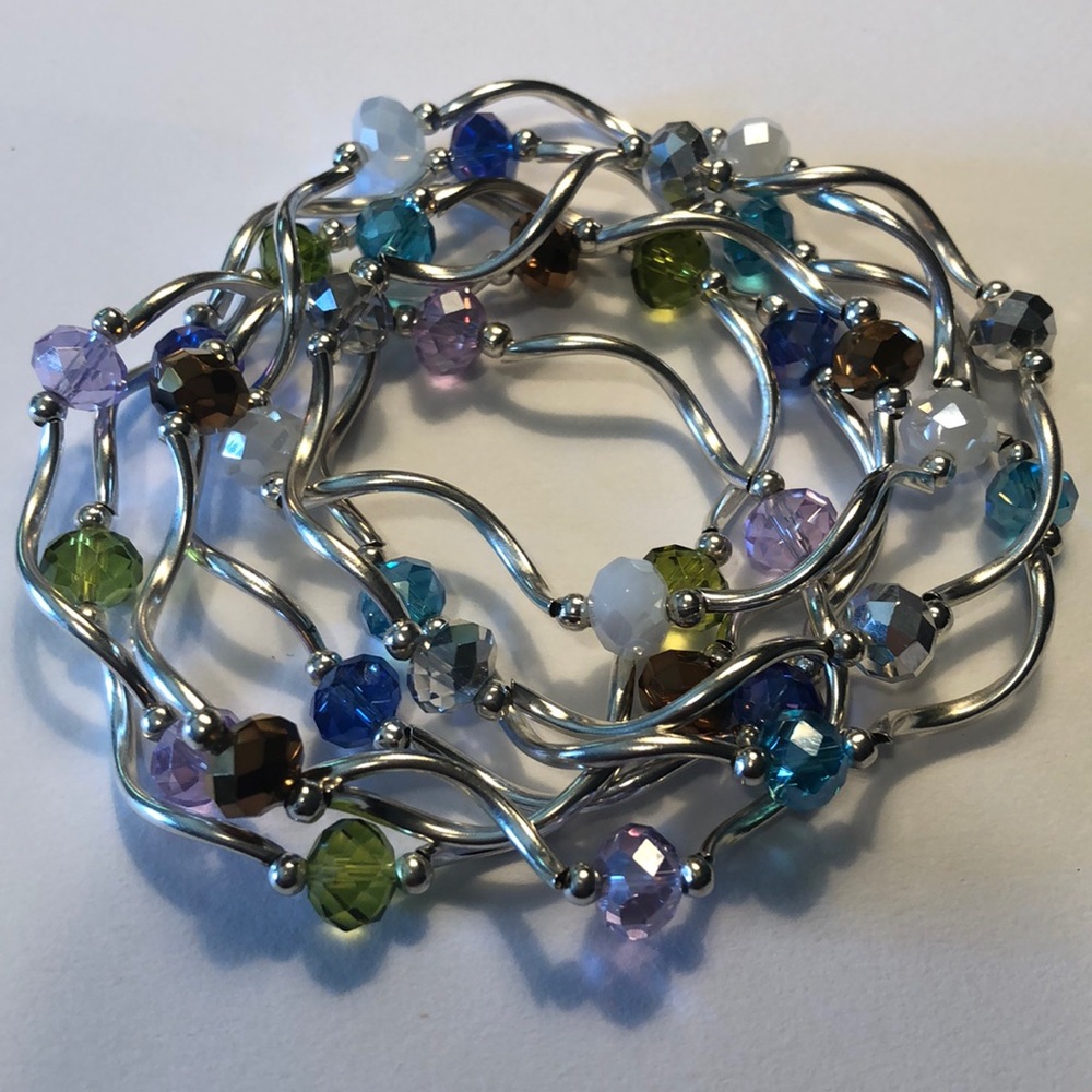 Crystal and sterling bracelet set